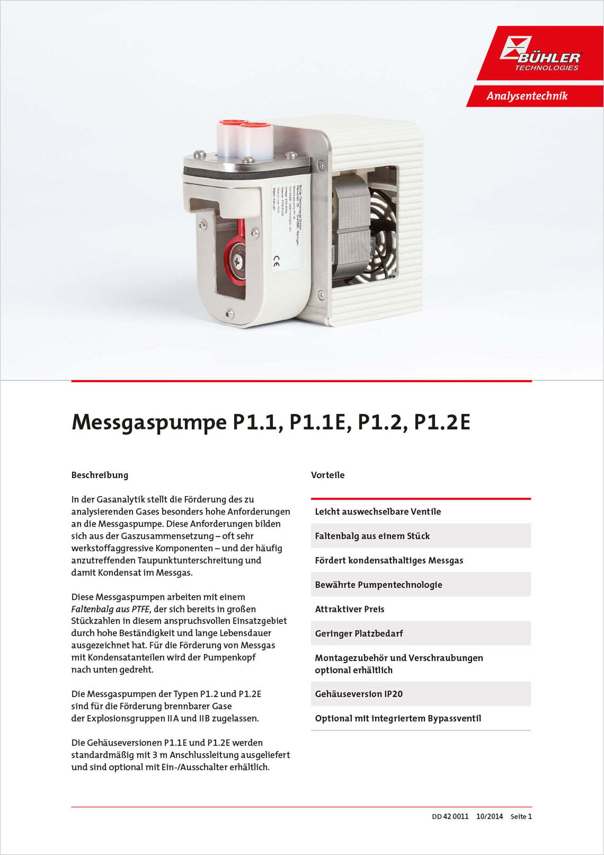 BÜHLER Technologies Produkt Datenblatt im neuen Corporate Design und mit neuen Produktbildern