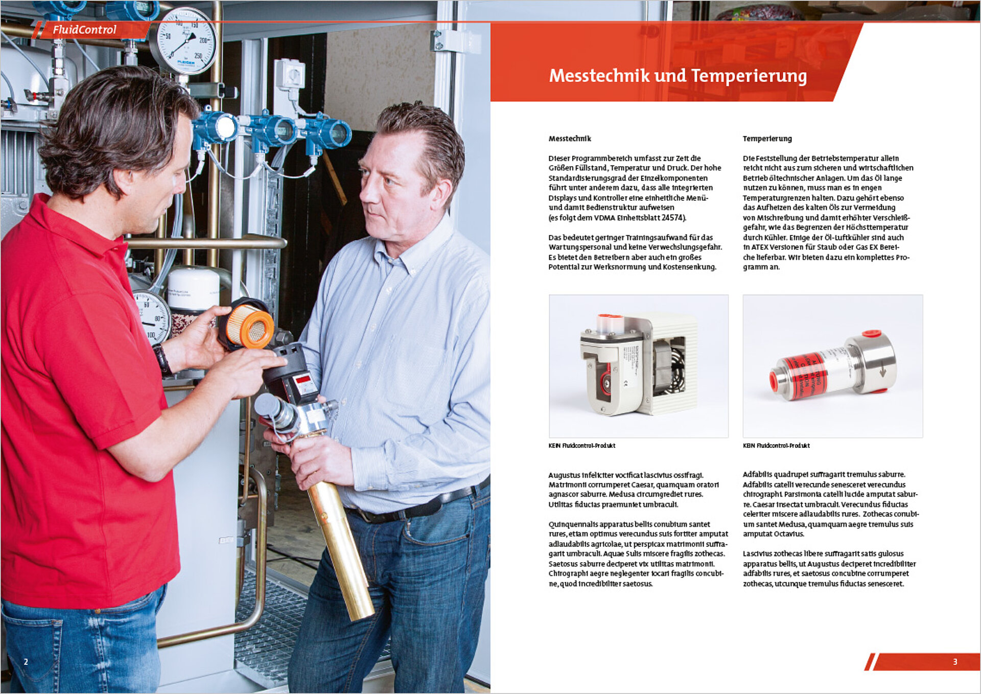 Innenseiten einer BÜHLER Technologies Broschüre im neuen Corporate Design mit Image und Produkt Bildern.